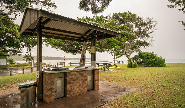 Covered gas-fired barbecue facilities at Woody Head campground, Bundjalung National Park. Photo: John Spencer/OEH