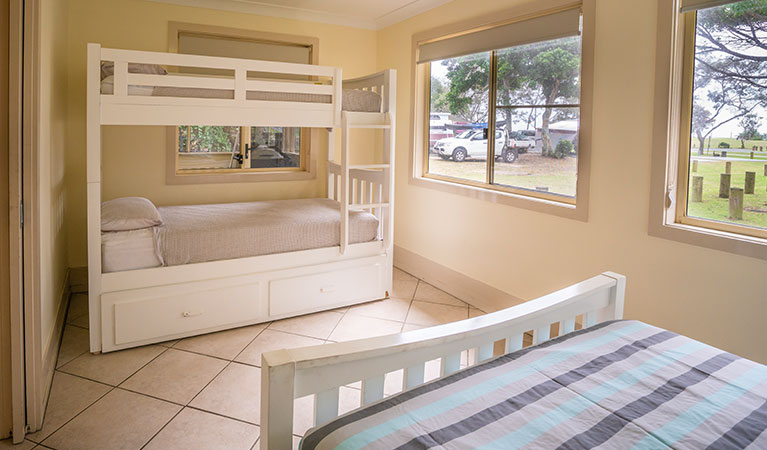 Cabin 2A, bedroom, Woody Head, Bundjalung National Park. Photo: John Spencer/OEH