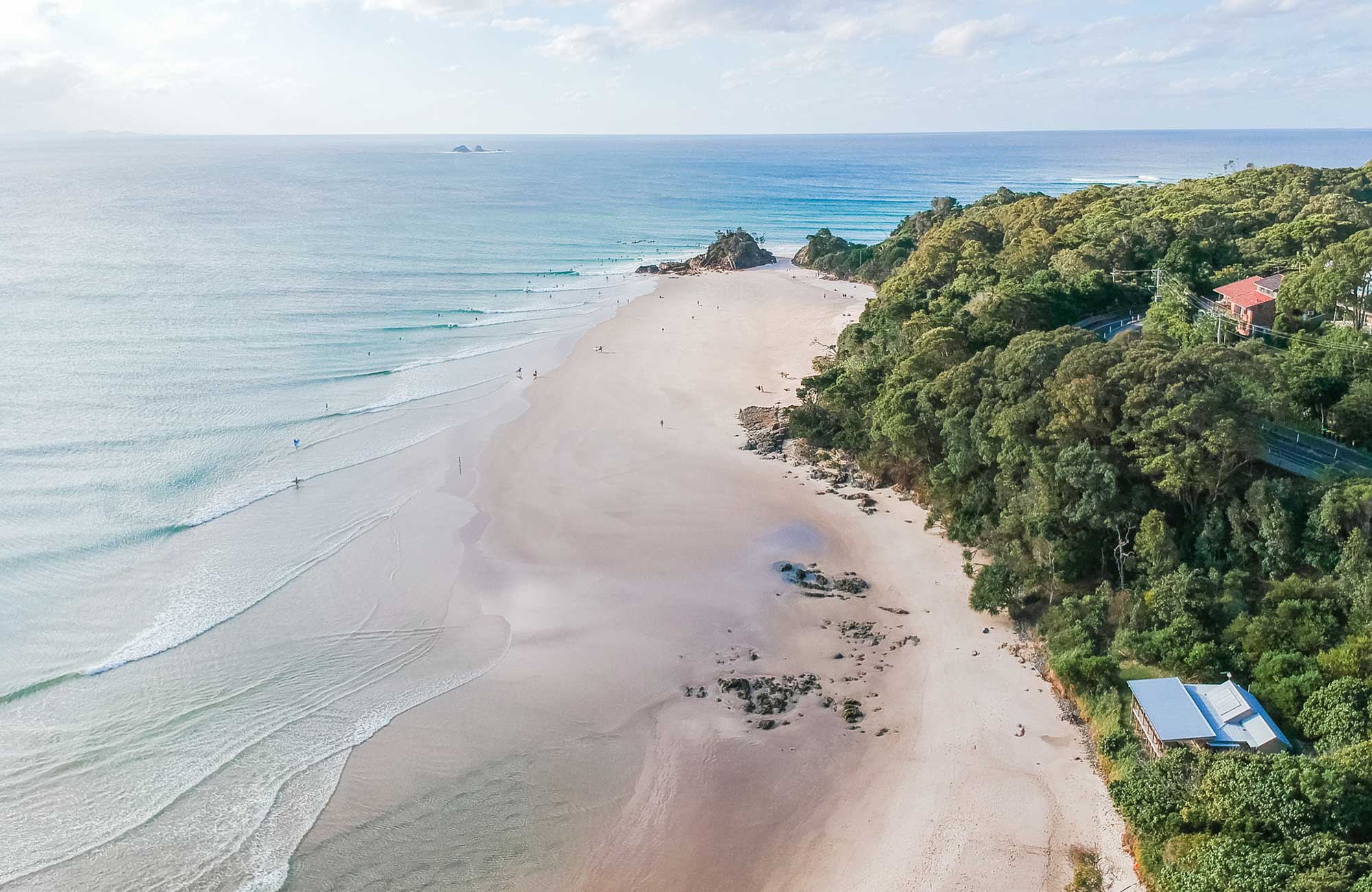 Aerial view of Imeson Cottage on the edge of the beach. Photo: Sera Wright/DPIE