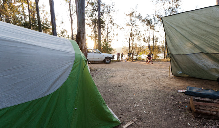 Red Gum campground tents, Clyde River National Park. Photo: Lucas Boyd/DPIE