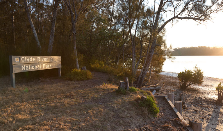 Red Gum campground sign, Clyde River National Park. Photo: Lucas Boyd/DPIE