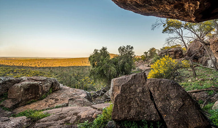 The view from Spring Hill picnic area in Cocoparra National Park. Photo: John Spencer/DPIE
