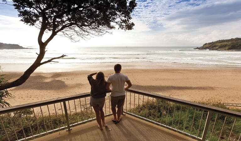 Visitors looking out from the viewing platform at Diggers Beach. Photo: Rob Cleary 