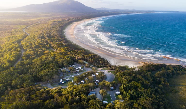 Aerial view of Diamond Head campground and nearby Dunbogan Beach. Photo: &copy; Rob Mulally