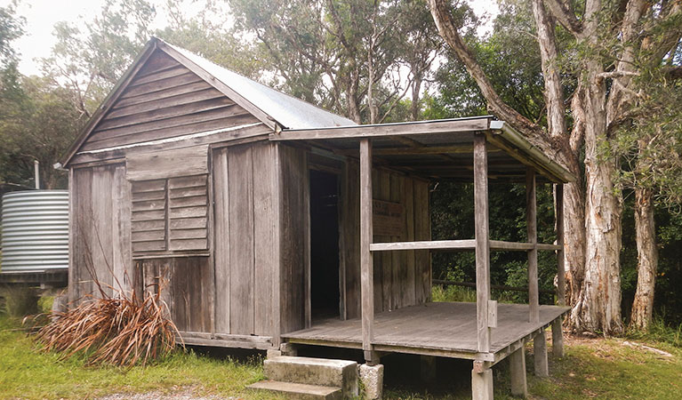 A close up of the exterior of Kylies Hut before it was burnt down in the 2019 bushfires. Photo: Debby McGerty &copy; DPIE