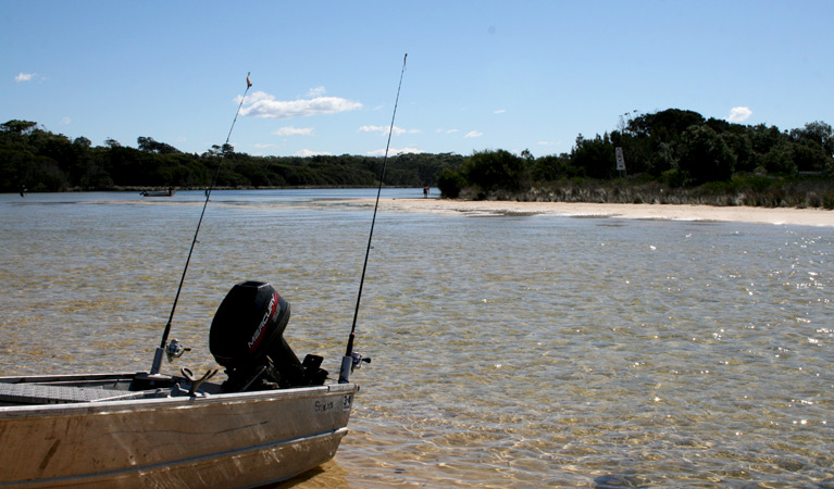 A boat at Congo campground, Eurobodalla National Park. Photo: Christina Bullivant/DPIE