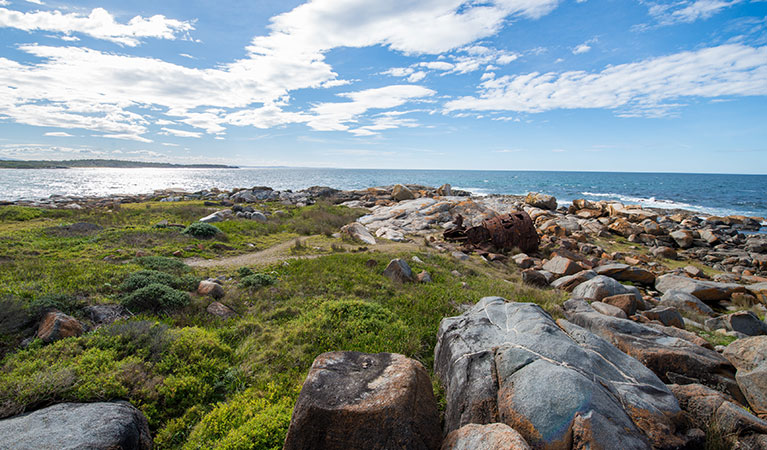 Historic relics and the aquatic environment of Bingi Bingi Point in Eurobodalla National Park. Photo: John Spencer &copy; DPIE