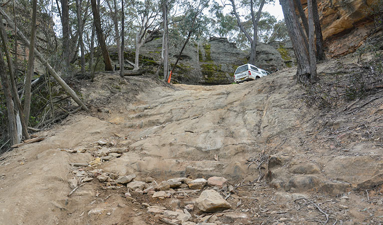 4WDing along Ben Bullen trail, Gardens of Stone National Park. Photo: David Noble