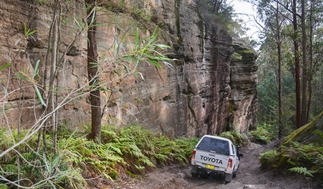 4WDing along Ben Bullen trail, Gardens of Stone National Park. Photo: David Noble