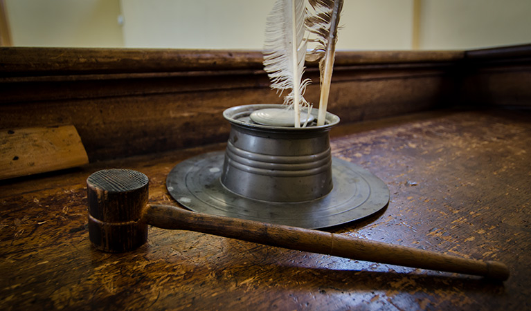 Hartley Courthouse gavel, Hartley Historic Site. Photo: John Spencer