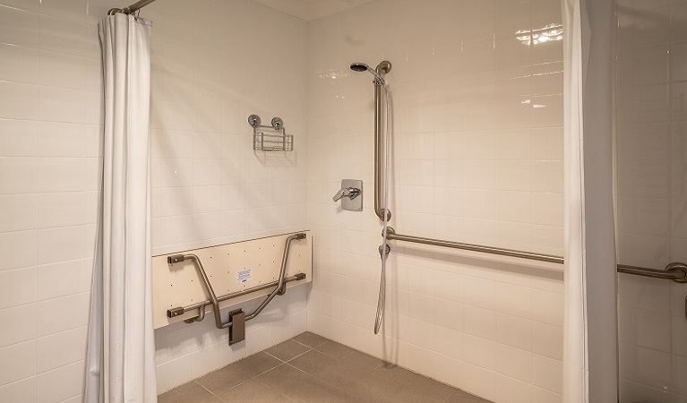 Accessible shower at Old Trahlee, Hartley Historic Site. Photo: John Spencer/OEH