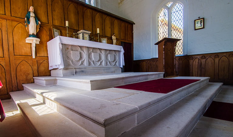 St Bernards Church altar, Hartley Historic Site. Photo: John Spencer