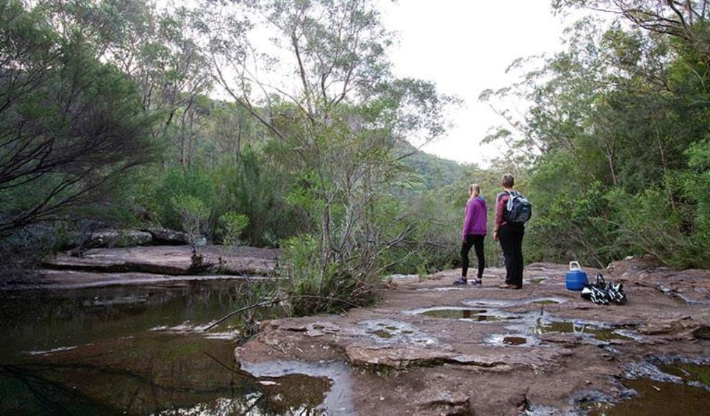 2 visitors to Mirang Pool campground in Heathcote National Park. Photo: Nick Cubbin/DPIE