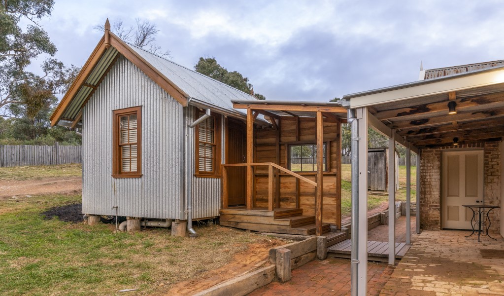 The undercover steps from the house to the external bathroom in Fairfax House, Hill End Historic Site. Photo: John Spencer &copy; DPE