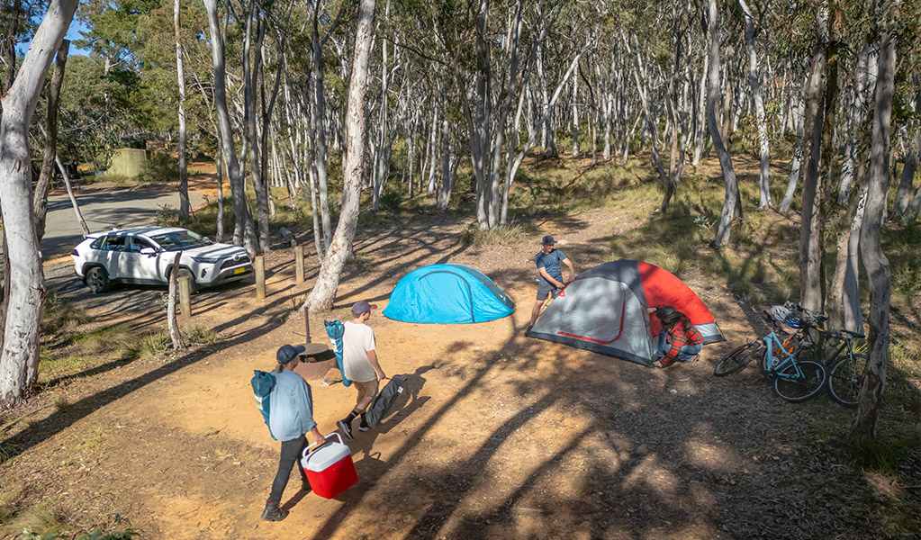 A group of campers at Glendora campground. Credit: John Spencer/DCCEEW &copy; DCCEEW