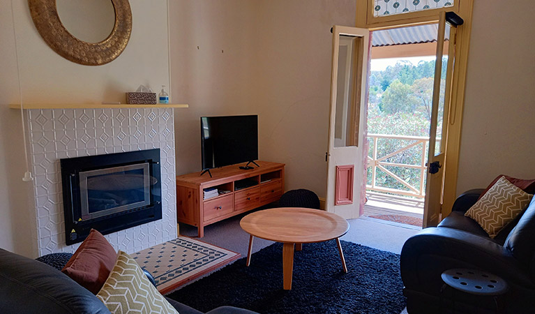 Lounge room and window view in Northeys apartment. Photo: Madeline Byrne/DPIE