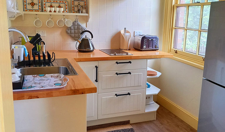 The kitchen in Northeys apartment. Photo: Madeline Byrne/DPIE