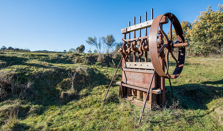 Mining equipment remnants on Bald Hill walking track, Hill End Historic Site. Photo: John Spencer/OEH
