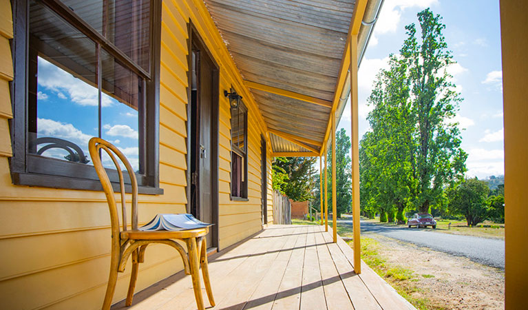 The verandah looking out onto the street at Sydney Hotel Cottage in Hill End Historic Site. Photo: Steve Garland &copy; DPIE