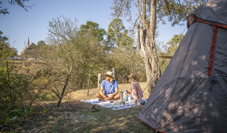 Campers at Village campground, Hill End Historic Site. Photo: John Spencer/OEH