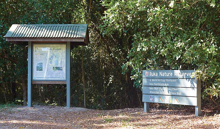 Signage at Iluka Rainforest walk, Iluka Nature Reserve. Photo: Nick Cubbin &copy; DPIE