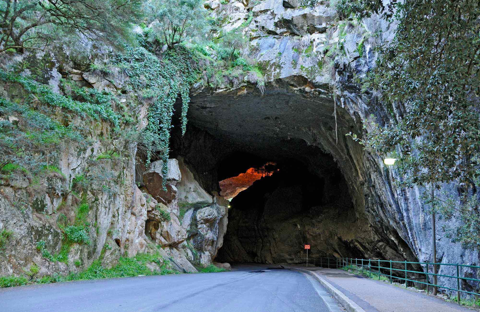 A road goes through a rock tunnel at the entrance to Jenolan Caves, in Jenolan Karst Conservation Reserve. Photo: Kevin McGrath/DPIE