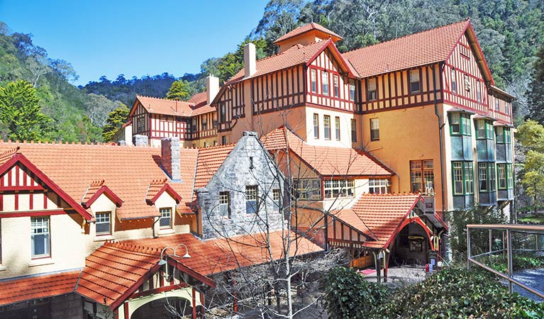 Exterior of historic Jenolan Caves House accommodation in Jenolan Karst Conservation Reserve. Photo: Keith Maxwell, A Shot Above Photography