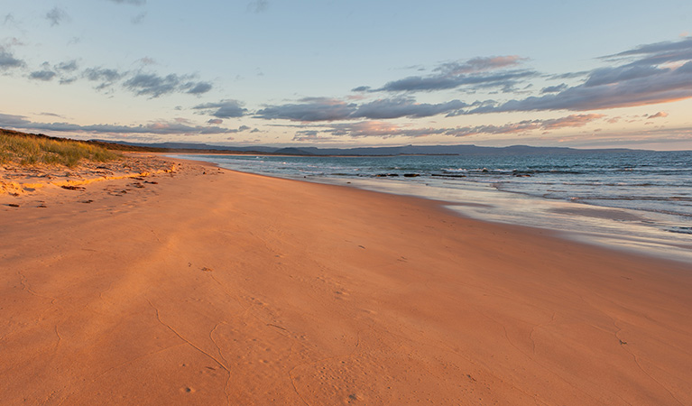 Hammerhead Point coastal shoreline at sunset, Jervis Bay National Park. Photo: Michael Van Ewijk &copy; DPIE