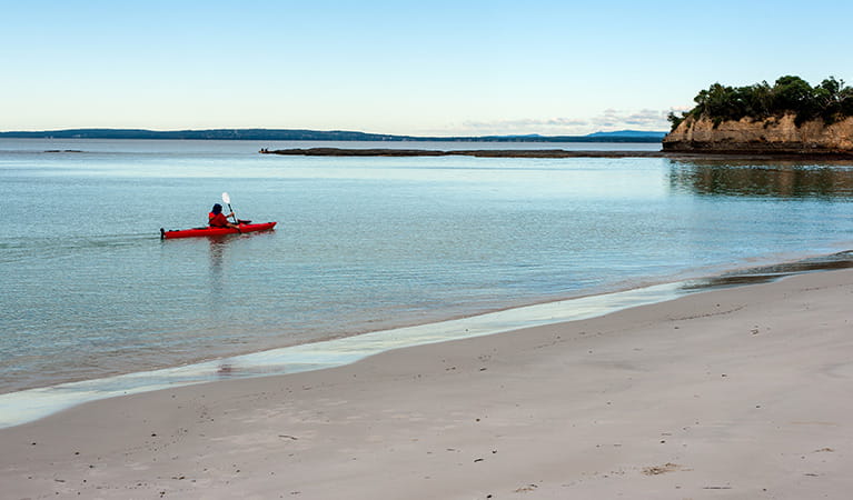 A kayaker at Red Point in Jervis Bay National Park. Photo: Michael Van Ewijk &copy; DPIE