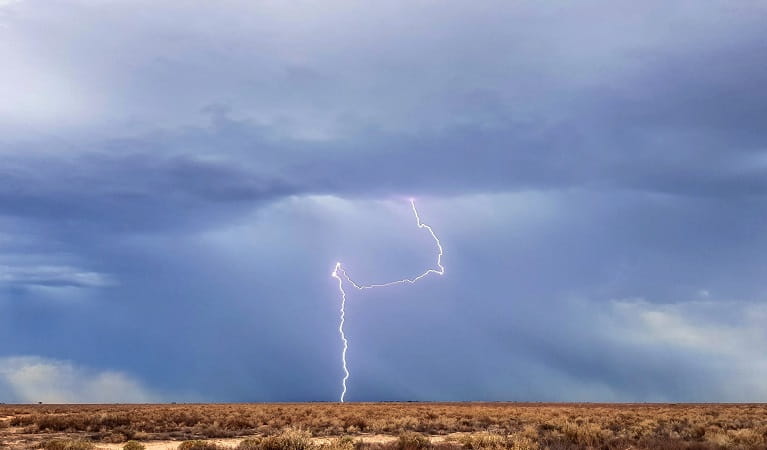 Distant lightening striking the plain near Hay, Kalyarr National Park. Photo: Samantha Ellis &copy; DPIE