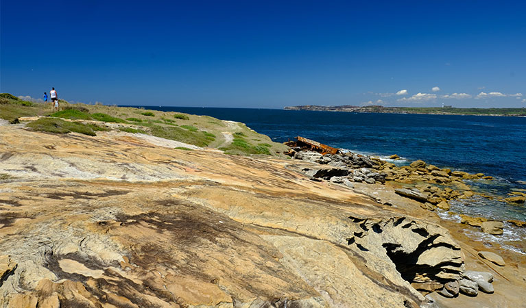 A family walk up Cape Banks headland, La Perouse area, Kamay Boatany Bay National Park. Photo: Elinor Sheargold &copy; OEH