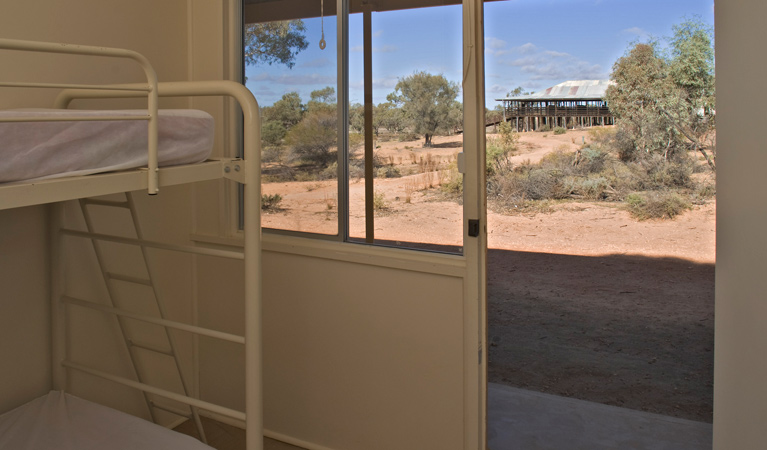 Looking out of the bedroom at Kinchega Shearer's Quarters, Kinchega National Park. Photo: David Finnegan