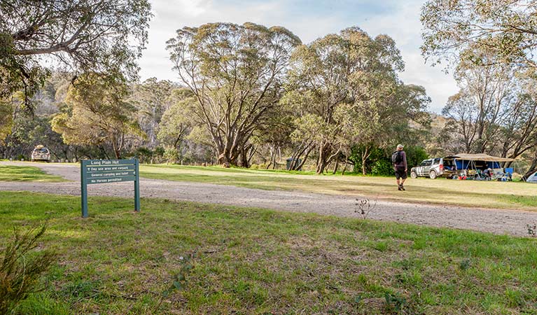 A sign at Long Plain Hut campground, High Plains area, Kosciuszko National Park. Photo: Murray Vanderveer