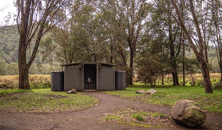 A paved path leads to toilet facilities at Geehi Flats campground, Koscuiszko National Park. Photo: Daniel Tran/OEH