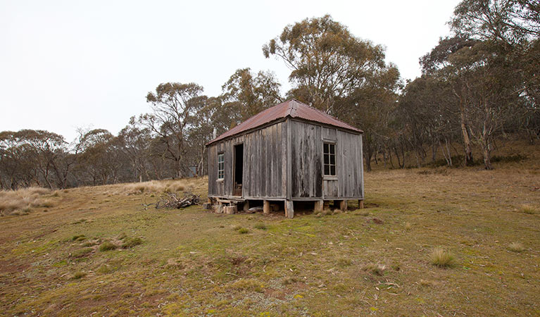 Exterior of Witzes Hut, built in 1952, northern Kosciuszko National Park. Photo: Murray Vanderveer/OEH