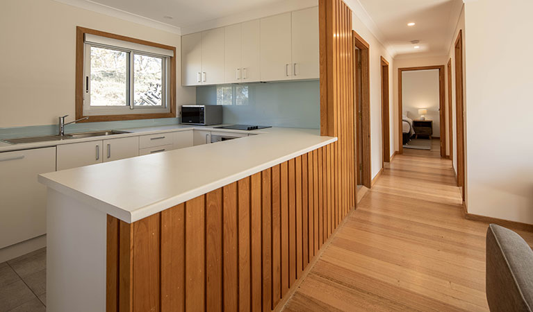 The kitchen and hallway of Creel Bay cottages. Photo &copy; Murray Vanderveer