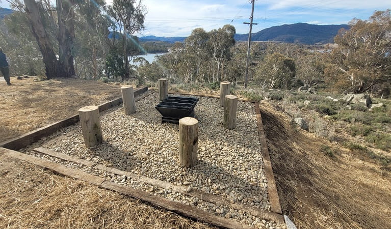 Fire pit at one of the Creel Bay cottages. Photo: Mark Lees &copy; DPIE
