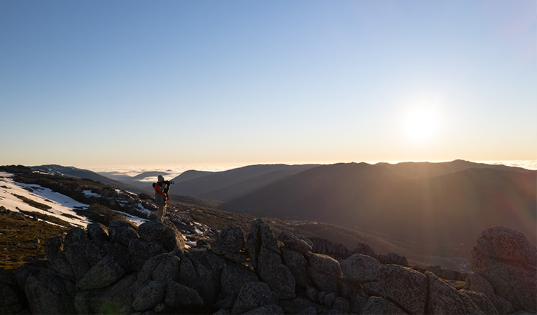 A photographer takes in the view from Main Range walking track. Photo &copy; Johnny Mellowes