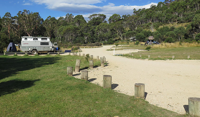 Camper trailer at Ngarigo campground, Kosciuszko National Park. Photo: E Sheargold/OEH