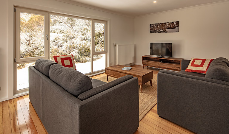 Lounge room in Numbananga Lodge, Kosciuszko National Park. Photo: Murray Vanderveer/OEH