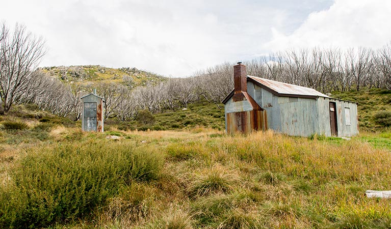 Exterior of White's River Hut on Schlink Hut walking track, Kosciuszko National Park. Photo: John Spencer &copy; OEH