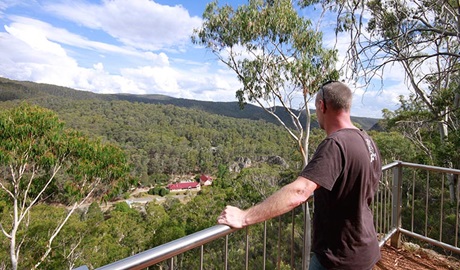 Bluff lookout looks over Yarrangobilly Caves House, Kosciuszko National Park. Photo: E Sheargold/OEH