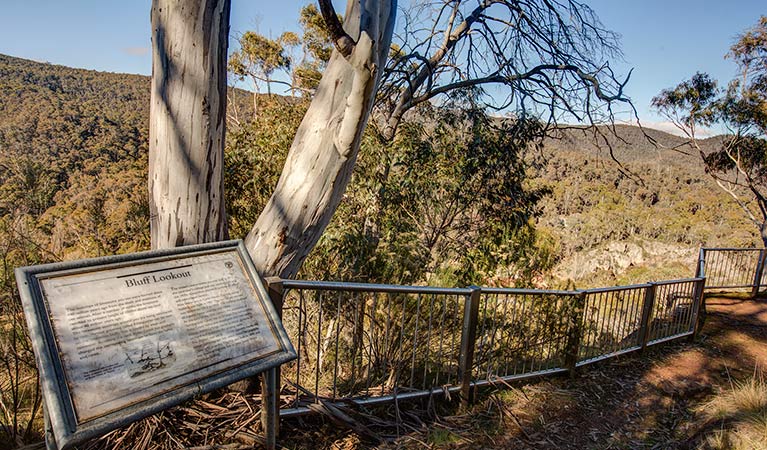 Signage at Bluff lookout, Yarrangobilly area, Kosciuszko National Park. Photo: Murray Vanderveer