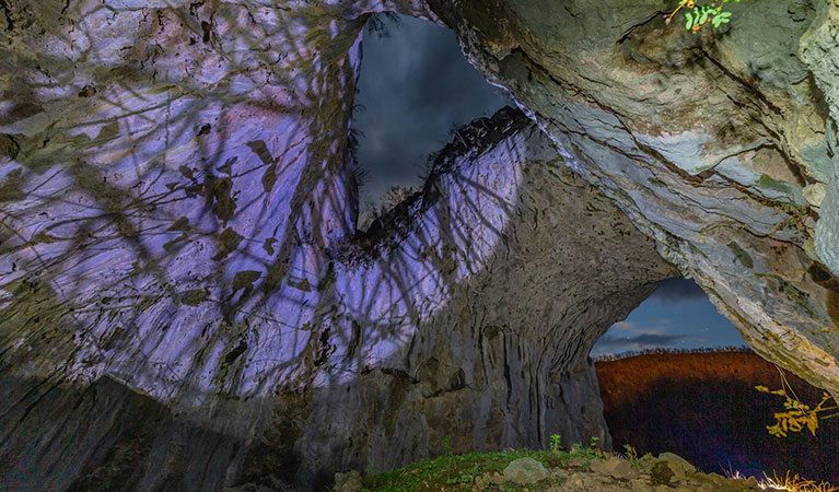 Glory Arch and the impressive Glory Hole at the entrance to North Glory Cave in Kosciuszko National Park. Photo: Adam Klumper &copy; Adam Klumper