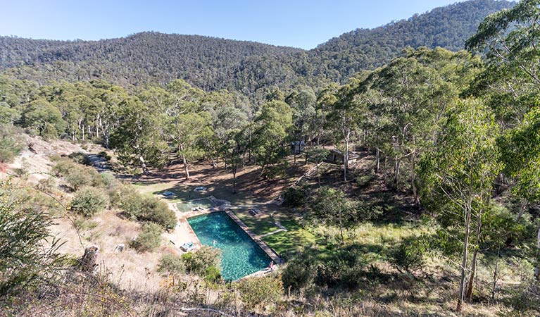 View of the thermal pool along Thermal Pool walk, Kosciuszko National Park. Photo: Boen Ferguson/OEH.