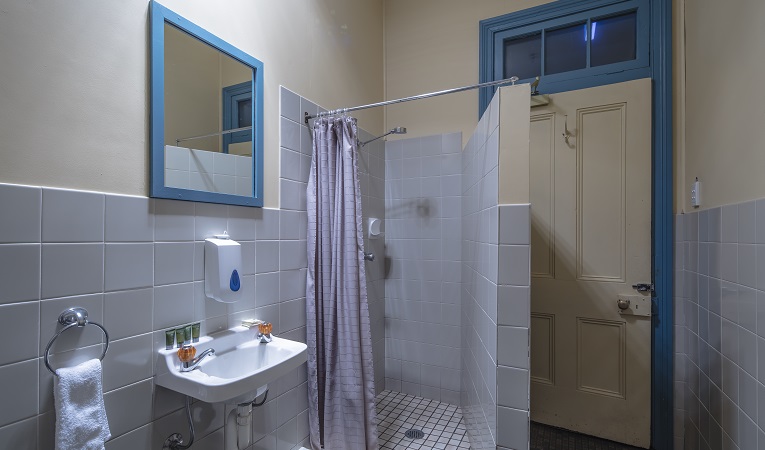 Yarrangobilly Caves House east wing bathroom, Kosciuszko National Park. Photo: Murray Vanderveer