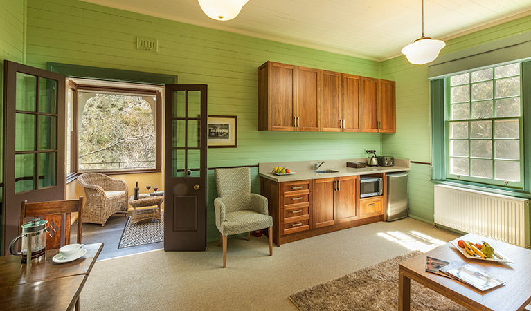 First floor kitchenette at Yarrangobilly Caves House 1917 section, Kosciuszko National Park. Photo: Murray Vanderveer/OEH