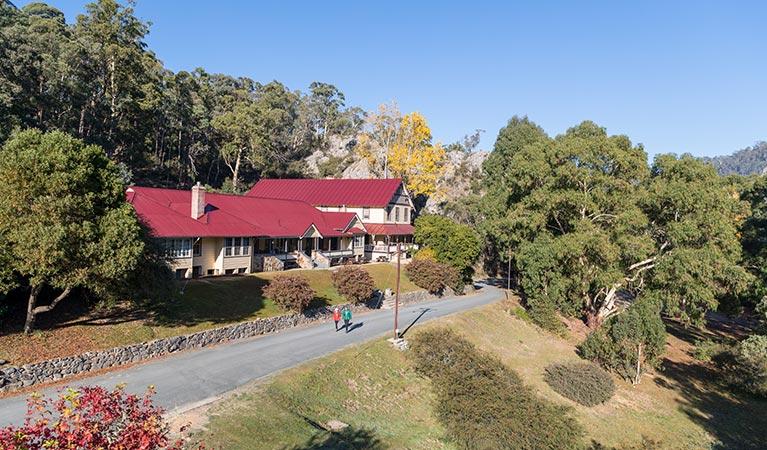 Aerial view of Yarrangobilly Caves House, Kosciuszko National Park. Photo: Boen Ferguson/OEH