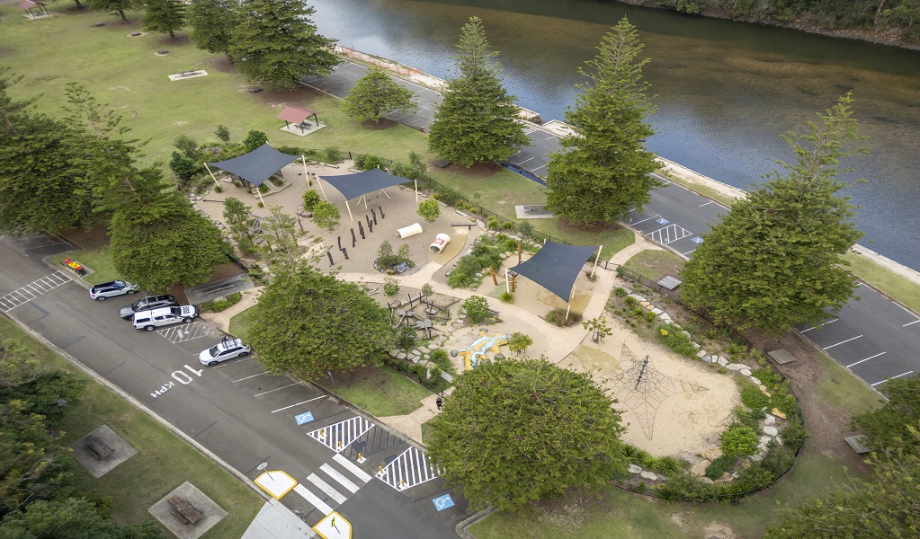 Aerial view of playground at Bobbin Head, not far from Bobbin Head Visitor Centre. Photo: John Spencer &copy; DCCEEW