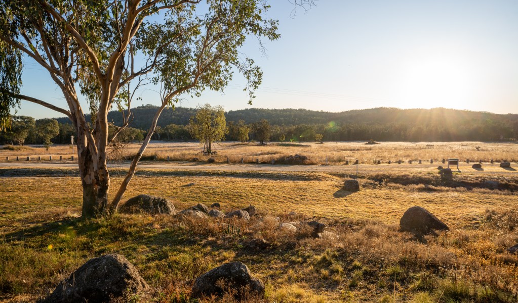 The view across a scenic plain from Lavender Vale Cottage in Kwiambal National Park. Photo &copy; DPE